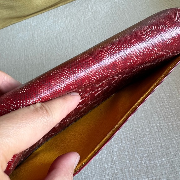 Authentic Goyard Red Long Wallet Leather Goyardine - Picture 5 of 15